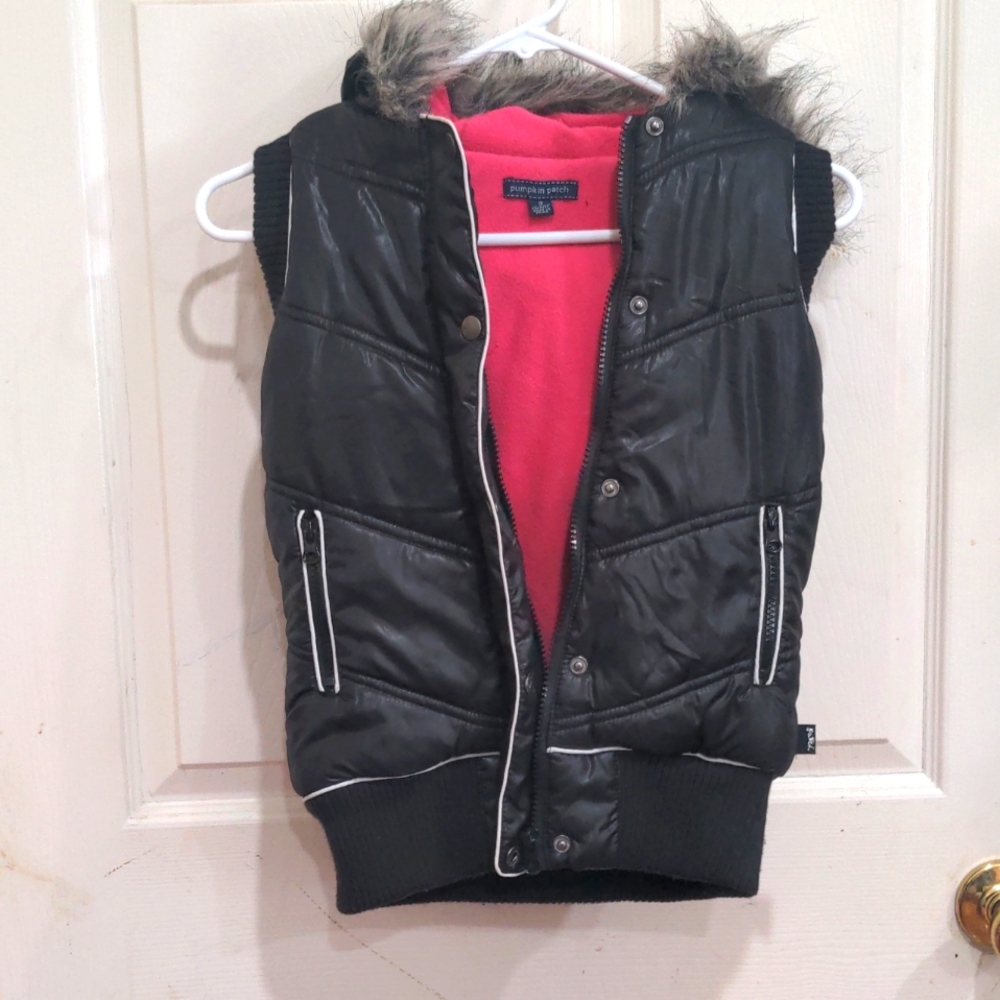 Pumpkin Patch Fleece Lined Puffer Vest hood size 9T